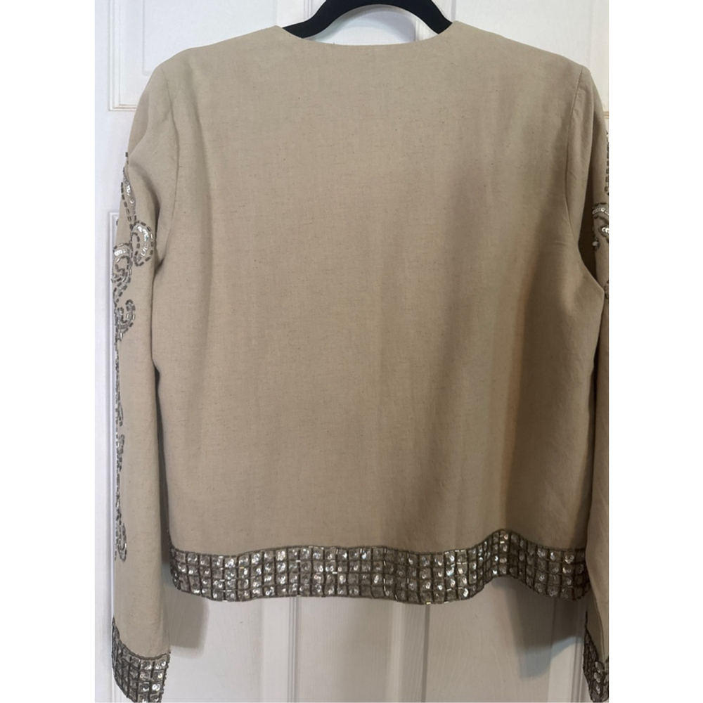 VENUS Beige Silver Sequin Blazer Jacket Size 12 - Picture 2 of 4
